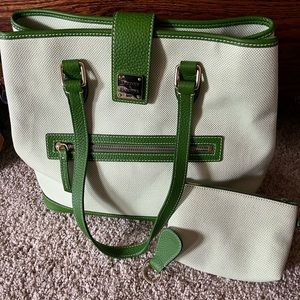 New! Dooney & Burke two-toned green shoulder bag.